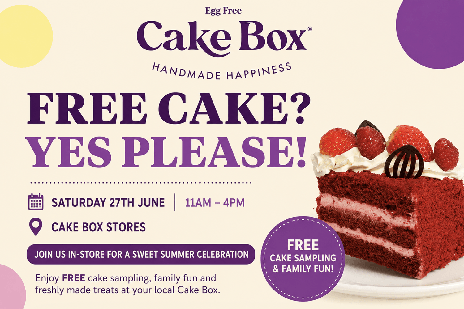 Ingyenes torták és sütemények a Cake Box-ban